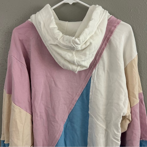 Anthropologie Pilcro Oversized Pastel Colorblock Patchwork Hoodie Sweatshirt S - Picture 9 of 12